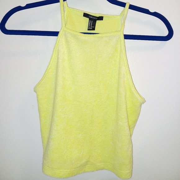 NEON GREEN TERRY CLOTH CROP TOP - Picture 4 of 5